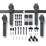 ZNTS 72" Bi-Folding Sliding Barn Door Hardware Kit for 4 Doors,Smoothly&Quietly,Black Track J Shape 79460627