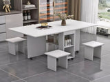 Folding Drop Leaf Dining Table Set for 4 with 4 Chairs, Space Saving Foldable Dining Table with 27098280