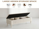 50.8-inch Multi-Functional Ottoman Bench-Solid Rubberwood Bed End Bench with Linen Seat, 31692215