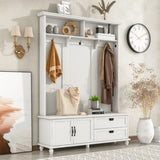 Modern Style Hall Tree with Storage Cabinet and 2 Large Drawers, Widen Mudroom 77674371