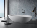 67" Freestanding Solid Surface Bathtub, Luxury Engineered Stone Resin Freestanding Soaking Bathtub W1573P175001