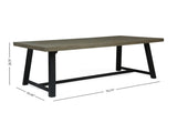 Outdoor Acacia Wood Dining Table, Sandblast Gray Finish and Black N768P190946G