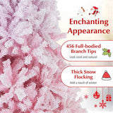 5ft Pink&White Xmas Tree - Flocked Snow-Melt Design, Sturdy Metal Stand, 456 Tips, Fireproof & 49245633
