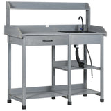 Gray Potting Bench Table, Outdoor Garden Table with Removable Sink and Faucet 06385002