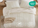 3 Pieces King/Cal King Cable Knit Chenille Comforter Set,Ivory B035P381301