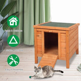 ZNTS 20" Wooden Waterproof Rabbit Hutch Pet Bunny Small Animal House Habitat Natural Wood Color 60195219