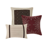 7 PC Pieced Faux Suede Comforter Set Red Cal King B03596841