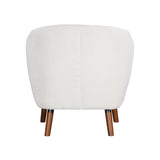 Mid-Century Modern Accent Chair 1pc White Chenille Fabric Upholstered Channel Stitched Back Brown B011P182510