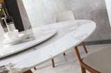Modern Marble Dining Table, 59" Round Sintered Stone Table for Dining Room, Kitchen, Dinette, 84533567