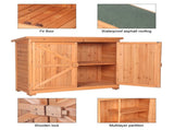 Double Doors Fir Wooden Garden Yard Shed Lockers Outdoor Storage Cabinet Unit Orange Red 38440090