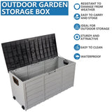 ZNTS 75gal 260L Outdoor Garden Plastic Storage Deck Box Chest Tools Cushions Toys Lockable Seat 26633405