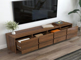 Modern Walnut TV Stand, Large Media Entertainment Center with 4 Storage Drawers, Minimalist TV W331P533617