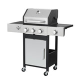 ZNTS 3-Burner Propane Gas BBQ Grill with Side Burner, 37230BTU Output With Enameled Cast Iron Cooking W2938P208382