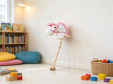 Plush Handmade Hobby Horse with Wooden Wheels, Realistic Pony Neighing and Galloping Sounds for 82074006