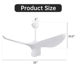 38 Inch Ceiling Fan Without Light, Modern Indoor Outdoor Ceiling Fans with DC Motor Remote Control W882P164174