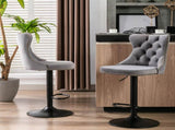 A&A Furniture,Swivel Velvet Barstools Adjusatble Seat Height from 25-33 Inch,17.7 inch base, Modern W114341203