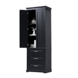 Tall Storage Cabinet with Three Drawers for Bathroom/Office, Black WF299282AAB