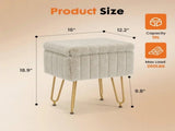 Square Ottoman with Table Top, Comfortable Footrest With Storage, Vanity Stool Suitable for Living 07402764