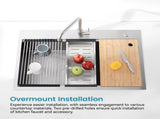 Stainless Steel Kitchen Sink, 30x22 Single Bowl, Overmount Handmade Sink in Brushed, with Cutting 83895540