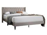Modern Eye-Catching 1pc Queen Size Bed Light Brown Burlap Fabric Unique Diamond Design Headboard B011P238959