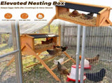 Large Chicken Coop with Upgraded Perches, Wooden Outdoor Chicken Cage with Large Nesting Box, 18361125