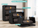 Plastic Folding Storage Cabine,4 Tiers Collapsible Storage Bins with Magnetic Door and 28619518