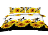 3 Pieces Black And White Background Sunflower Duvet Cover Set Yellow Flower Polyester Bedding Set 46040075