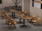 Modern Mid Century Dining Chair, Rattan Accent Chair with Armrest, Comfy Wood Armchair for Bedroom 41300800