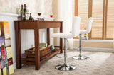 Swivel Faux Leather Adjustable Hydraulic Bar Stool, Set of 2, White T2574P164843