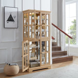 Curio Display Cabinet,Antique Display Cabinet with Glass Doors Adjustable Shelves for Collectibles W2275P231686