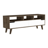 Oslo Tv Stand for TVs up 51", Two Drawers, Four Legs, Three Open Shelves -Dark Brown / White B20092107