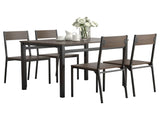 Dark Brown and Matte Black 5-Piece Dining Set B062P153838
