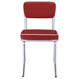 Red and Chrome Upholstered Side Chairs B062P145655