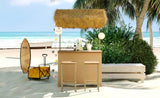 ZNTS GO Hawaiian-style Bar Height Patio Set with PE Grass Canopy, Outdoor Bar Table and Stools with WF530958AAA