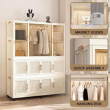 Portable Wardrobe Closet Storage Organizer for Clothes,Clothes Dresser,12 Magnetic Doors-12 Cubes & 58570545