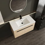 LEVISTAR Oak 36 Inch Bathroom Vanity with resin Countertop Sink, 2 Doors Bathroom Cabinet Set W1972P165045