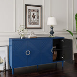 Stylish and Functional 4-Door Storage Cabinet with Pine legs and MDF, for Living Room Bedroom,and W757P144371