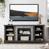 Mantel Stone TV Media Stand with with Faux Stacked Stone Surround, Modern Entertainment Console with W1758P187683