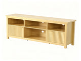 Entertainment Center TV Stand with 4 Open Cubbies & 2 Fluted Hinged Storage 90375918