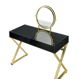 Coleen Black & Gold Finish Vanity Desk W/Mirror & Jewelry Tray B2726P315736