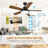 ZNTS 44-inch Ceiling Fan with LED Light and Remote Control, 6-Speed Modes, 2 Rotating Modes, Timer, W1134P230320