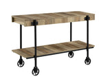Industrial Style 1pc Sofa Table Natural Tone Slat Design Console Table Open Bottom Shelf Living Room B011P214571