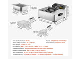 Commercial Electric Deep Fryer, 9.51 Qt, 1700W Stainless Steel Countertop Fryer with Adjustable 26610532