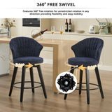008-Wing Back Swivel Bar Stools Set of 2 - 25" Counter Height Adjustable Stools with Solid Wood Legs W2636P239837