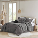 7 Piece Micro Corduroy Comforter Set Grey King B035P266662