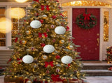 6PCS Set 4" Christmas Ball Ornaments Cream Ruffle Hangingations for Xmas Tree Holiday Home 05858806