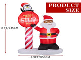 8.2FT Lighted Christmas Inflatable Decoration, Inflatable Black Santa & Road Sign, Funny Blow Up 67084914