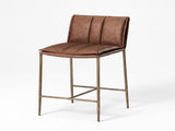 26" Counter Stool - Brown Upholstered Seat, Brass Metal Frame, 26 in. B2751P617763