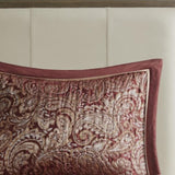 5 Piece Jacquard Bedspread Set with Throw Pillows Burgundy King B03597643