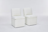 Linen Upholstered Armless Dining Chair with Casters and Storage space-set of 2,IVORY W2069P288875